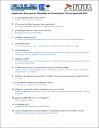 Image of CUESTIONARIO BASE PARA LAS OLIMPIADAS DEL CONOCIMIENTO TÉCNICO 2025